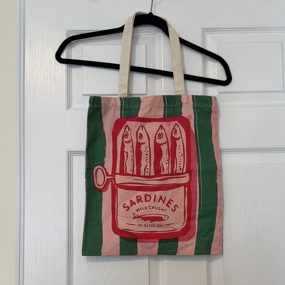 Striped Sardines Canvas Tote Bag - Picture 1 of 8